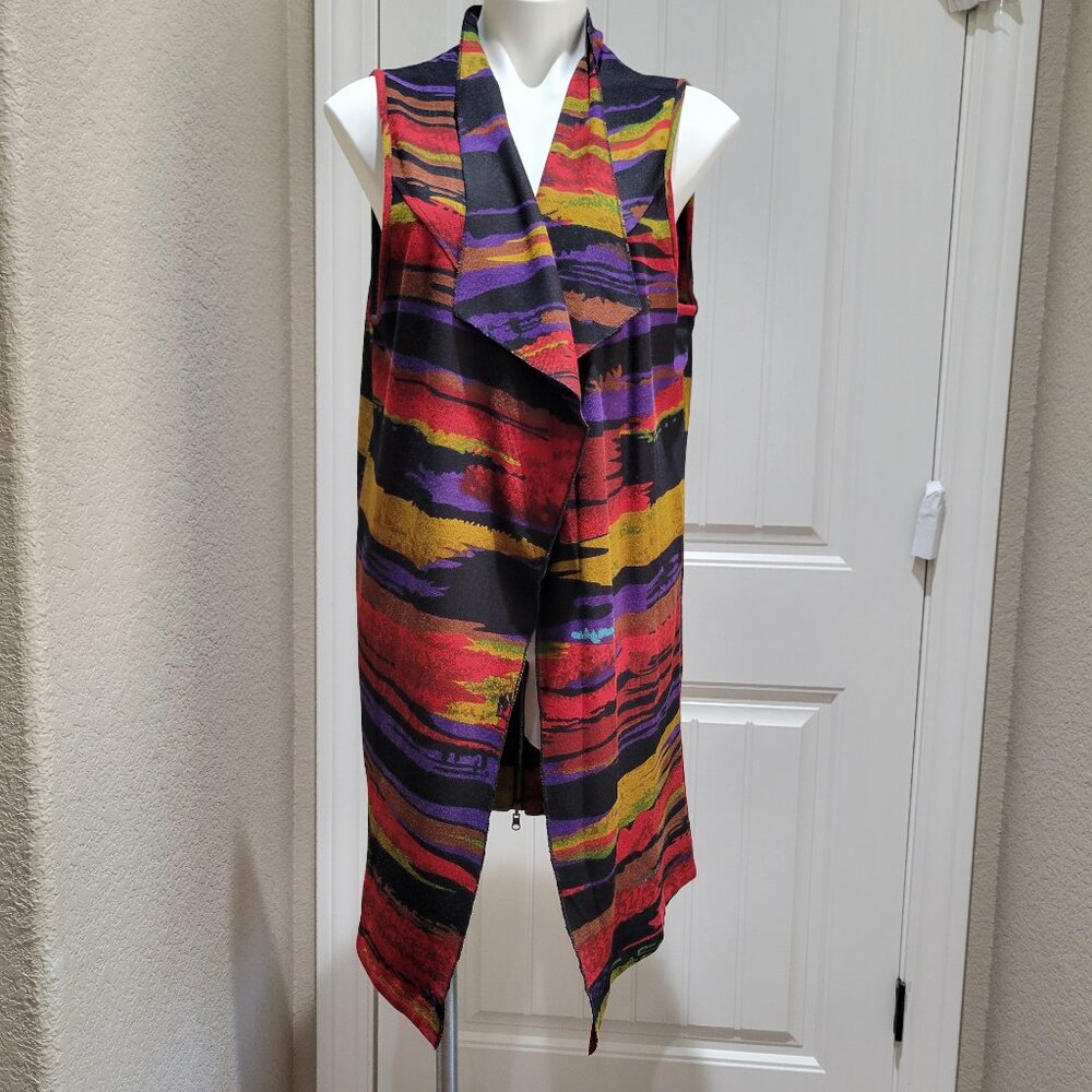 Parsley & Sage LARGE Duster Sleeveless Vest Cardigan Pockets Back Zipper Detail